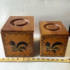 Vintage woodpecker Woodware canisters Japan
